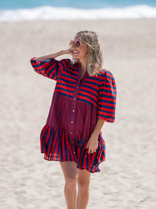 Sadie Dress in Americano Stripe