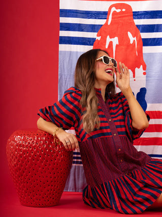 Sadie Dress in Americano Stripe