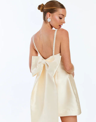 Aniston Bow Mini Dress in Ivory