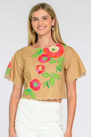 Paloma Top in Poppy Patch Iced Coffee