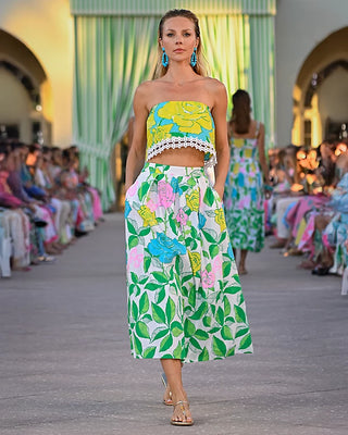 Izela Midi Skirt in Multi Rose Bud