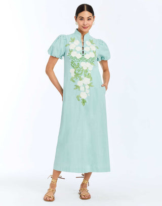 Elliana Midi Dress in Aquarelle Blue