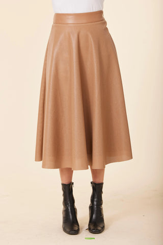 Perforated Skirt in Camel