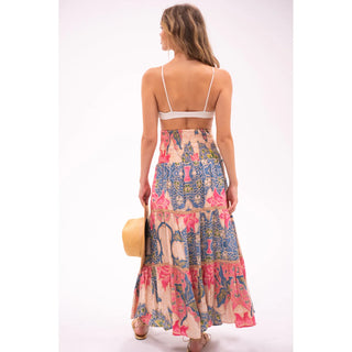 Mandy Maxi Skirt in Beige Pink Floral