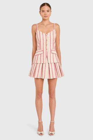 Wesley Skort Romper in Red Stripe