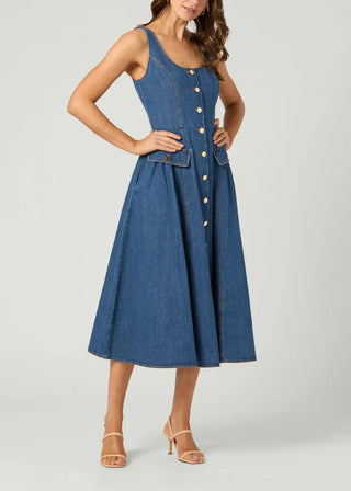 Belle Dress in Washed Denim