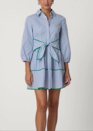 Chatfield Dress in French Blue/Optic/Green