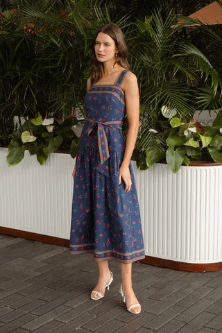 Kora Dress in Navy/Cherry
