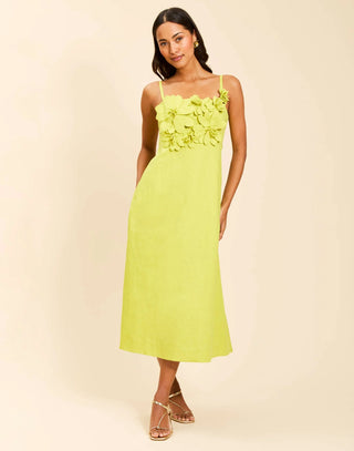 Esperanza Midi Dress in Citrus Green