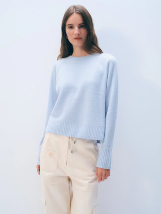 Cashmere Waffle Sweatshirt in Pale Mist