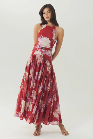 Abbey Dress in Red/Ivory