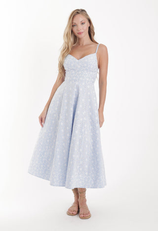 Auri Embroidered Dress in Emb Stripe