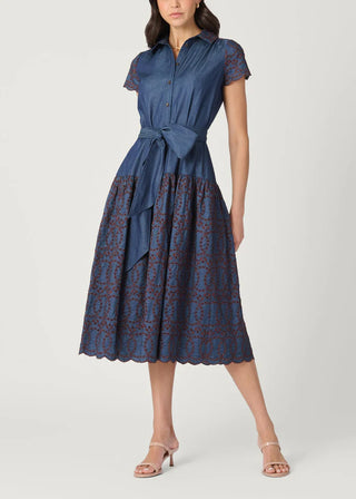 Sofia Dress in Denim/Espresso