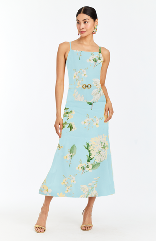 Tropez Midi Dress in Blue Botanica