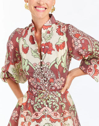 Valencia Mini Dress in Jardin Rose