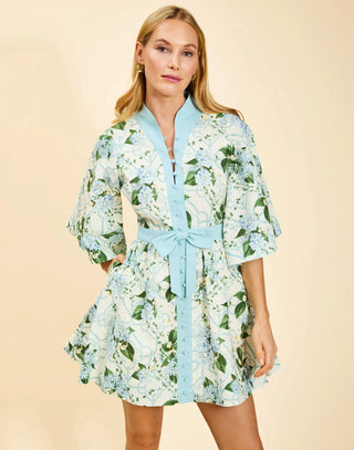 Carmen Mini Dress in Quatrefoil Garden