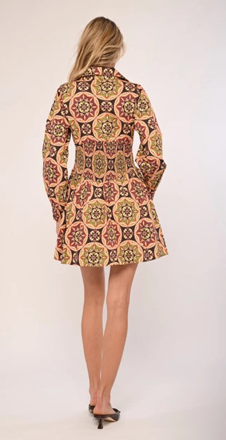 Gia Mini Dress in Letters to Hattie Medallion
