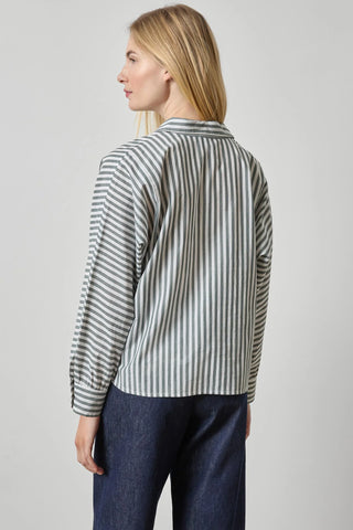 Dolman Sleeve Button Down Shirt in Mineral Stripe