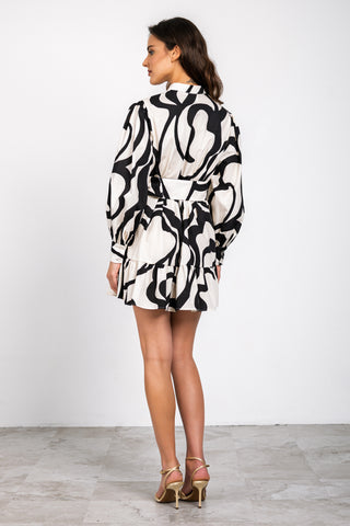 Elizabeth Dress in Cream/Black