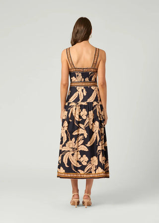 Kora Dress in Navy/Khaki Multi