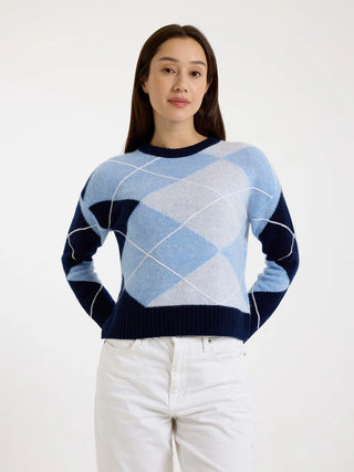 Argyle Crew in Navy/Arctic Blue