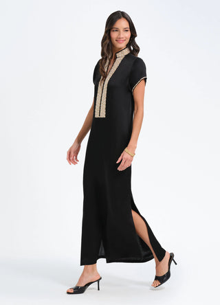 Pearl Cap Slv Dress in Black