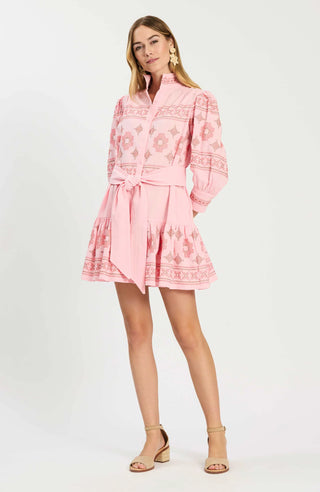 Christy Embroidered Dress in Pale Rosette