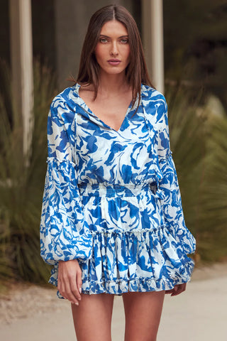 Elisabetta Dress in Blue Watercolor