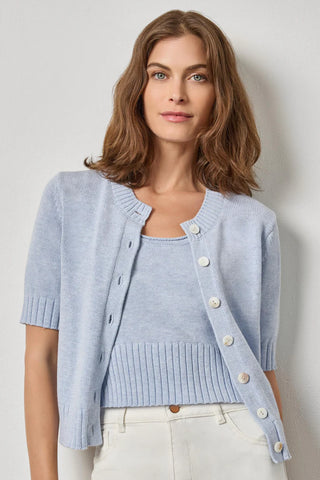 Elbow Sleeve Button Cardigan in Clearwater