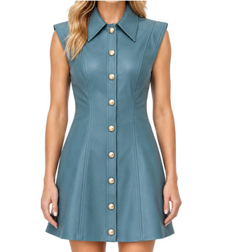 Albie Dress in Sage Leather