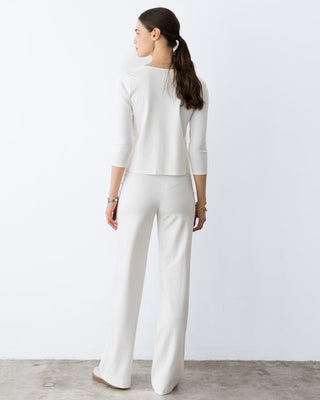 Ponte Knit 3/4 Sleeve Top in Off-White