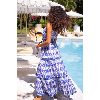 April Maxi Dress in Navy White Dot