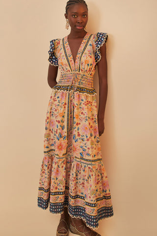 Superbloom Tapestry Cream Maxi Dress