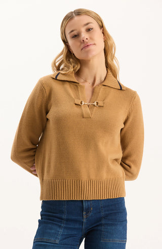 Tess Horsebit Pullover in Camel