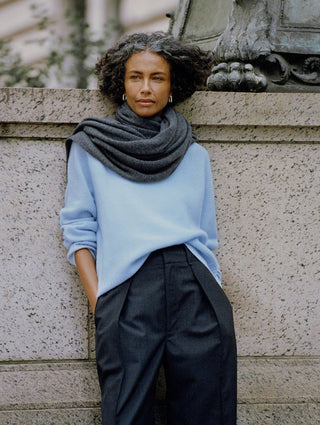 Cashmere Waffle Sweatshirt in Pale Mist