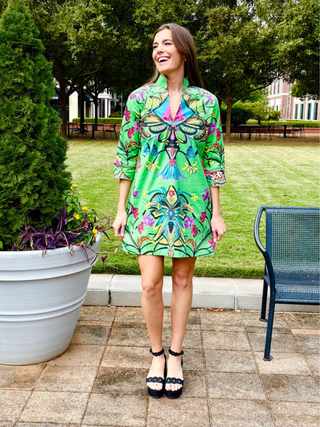 Bouvier Short Dress in Bird & Tassel