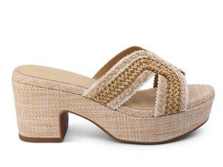 Gen Platform Sandal in Tan Raffia