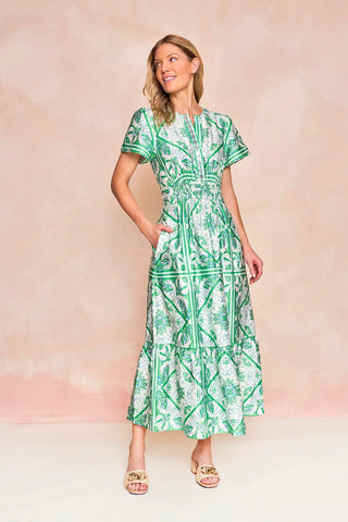 Eloise Dress in Meadow Zellige Tile