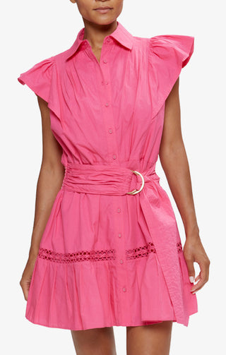 Embroidered Marceline Dress in Pink Petunia