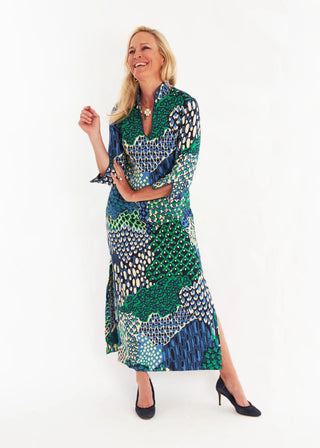Rollins Dress in Popplet Blue Spruce