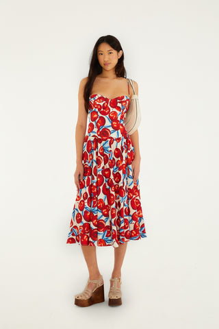 Sleeveless Midi Dress in Cherry Blossom