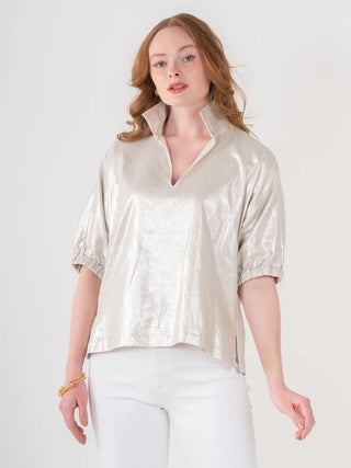 Poppy Top in Platinum Linen