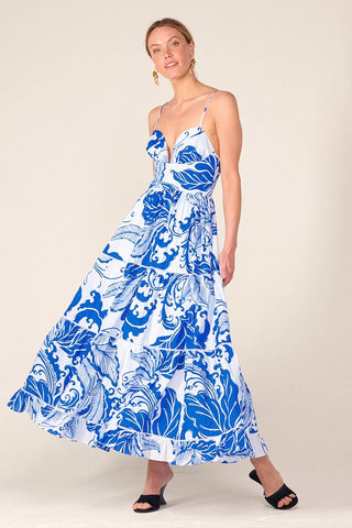 Milena Dress in Blue Reef Wave