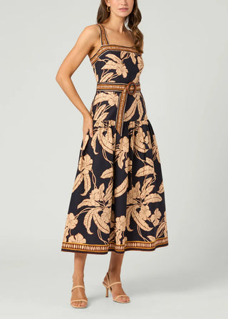 Kora Dress in Navy/Khaki Multi