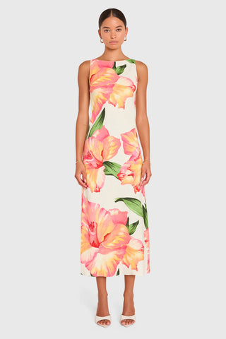 Margo Midi Dress in Hibiscus