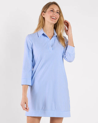Finley Dress in Pinstripe Periwinkle