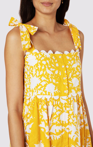 Tie Shoulder Dress in Yellow Palladio