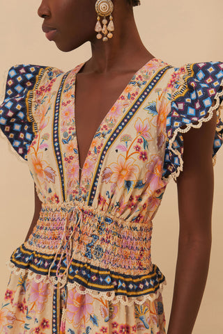 Superbloom Tapestry Cream Maxi Dress