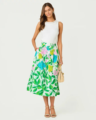 Izela Midi Skirt in Multi Rose Bud