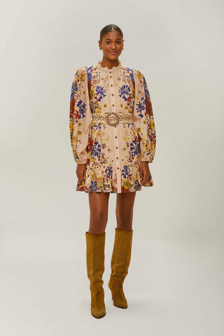 Beauty Bouquet Pink Puff Sleeve Mini Dress
